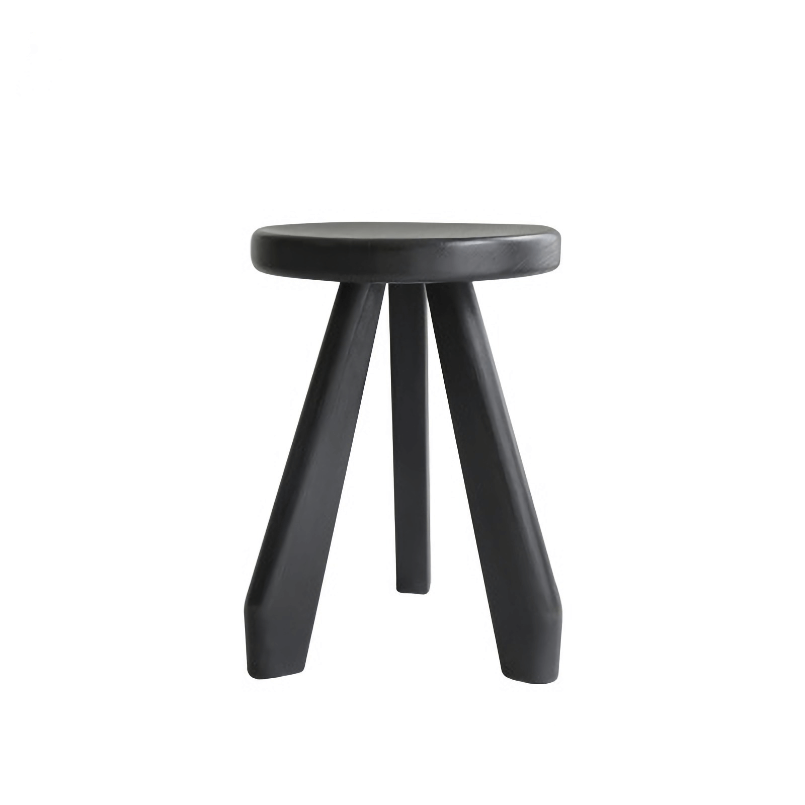Meribel Stool made of imported teak wood with sleek design inspired by Alps architecture, featuring manual polishing and charcoal finish.