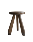 Meribel Stool made from imported teak wood, featuring manual polishing and high-temperature charcoal finish, inspired by Alps architecture.