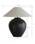 Egg shaped clay pot table lamp with linen lampshade, large size, creating a soft and quiet vibe.