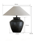 "Clay pot table lamp with linen shade, small 450mm size, decorative lighting with adjustable light source for tranquil spaces"