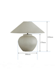 Egg Shaped Clay Pot Table Lamp with Linen Shade, Medium Size, 500mm Diameter, 450mm Height, Adjustable Light