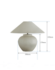 Egg Shaped Clay Pot Table Lamp with Linen Shade, Medium Size, 500mm Diameter, 450mm Height, Adjustable Light