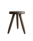 Meribel Stool made of imported teak wood with a design inspired by the Alps, featuring manual polishing and a high-temperature charcoal finish.