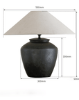 Large clay pot lamp with linen shade, 500mm diameter, 500mm height, combining decor and adjustable light source for ambiance