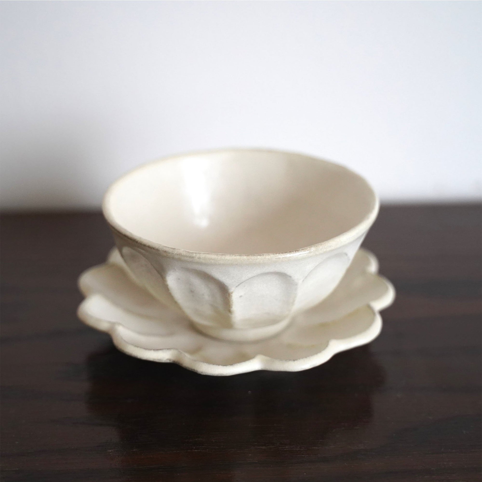 Rinka Medium Soup Bowl 14.5cm in porcelain with flower shape, part of Kaneko Kohyo's handcrafted Rinka Collection, made in Japan.