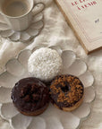 Elegant Rinka Plate with Assorted Donuts and Coffee Styled with Book and Rug