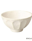 Rinka Medium Soup Bowl 14.5cm, handcrafted porcelain with flower shape, perfect for any cuisine or dessert, made in Japan.