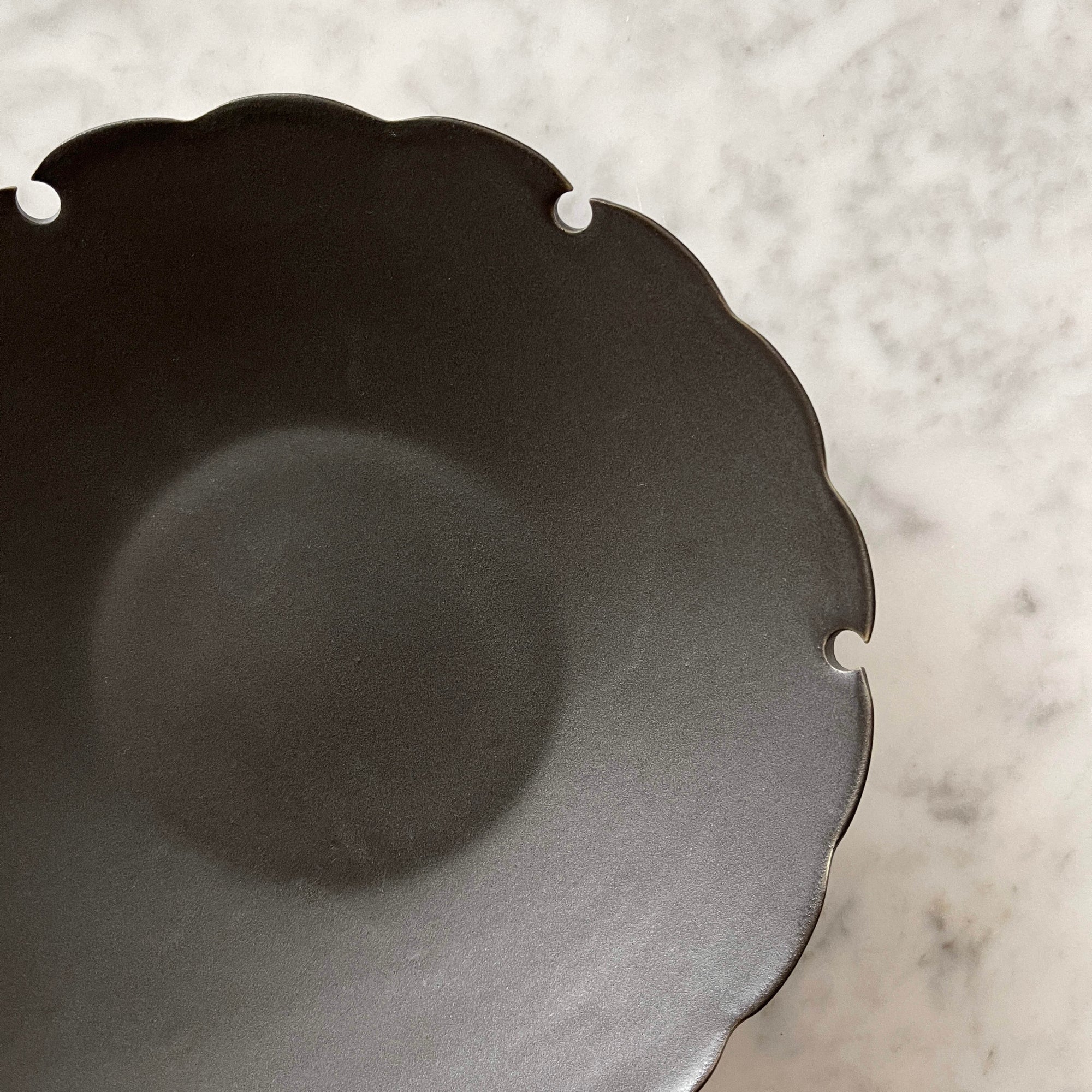 Elegant Yukiwa Plate by Yoshida Pottery with nature-inspired design, crafted by ceramist Masakazu Yoshida, on marble surface.