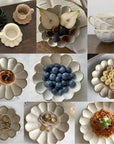 Rinka Ultimate Bundle by Kaneko Kohyo showcasing porcelain plates, bowls, cups, and mugs with a unique flower shape design.