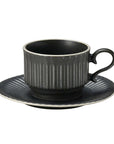 Storia Coffee Cup & Saucer with European antique-inspired design from Japan's Gifu Prefecture, featuring a black porcelain finish.
