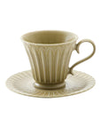 Storia Tall Coffee Cup & Saucer with elegant flecked lacquer finish, 235 cc, porcelain, Japan, microwave and dishwasher safe.
