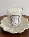 Diptyque Figuier candle on Rinka Plate 15cm by Kaneko Kohyo, showcasing elegant Japanese porcelain craftsmanship.