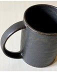Rila Black Straight Mug with textured porcelain finish by Kaneko Kohyo, 200cc capacity, made in Japan.