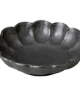 Black Rinka Bowl 21cm from Kaneko Kohyo, handcrafted porcelain with flower shape, perfect for enhancing table settings.