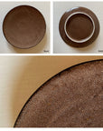 Rila 16cm porcelain plate by Kaneko Kohyo, featuring a textured matte brown finish, shown from front and back views, made in Japan.