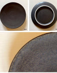 Rila 16cm porcelain plate by Kaneko Kohyo, showcasing front and back views, with textured matte finish, made in Japan.