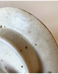 Close-up of the Rila Brown porcelain plate by Kaneko Kohyo, featuring a textured matte surface with a warm color.