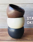 Stackable Rila Tea Cups in matte colors, ideal for tea or single-serve dishes, made by Kaneko Kohyo factory, compact and textured design.