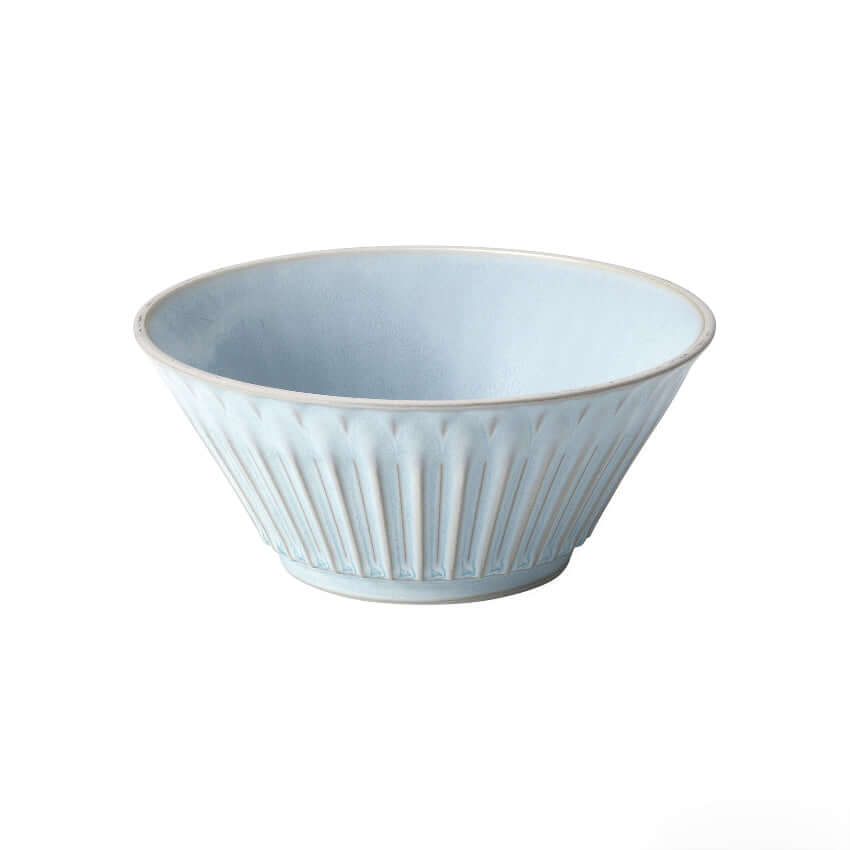 Light blue Storia Bowl 15cm with textured design, porcelain material, made in Japan, evoking nostalgia and elegance.
