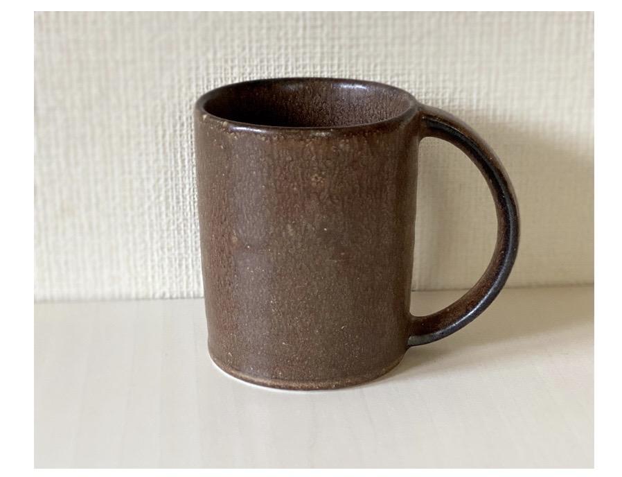 Brown porcelain straight mug by Kaneko Kohyo, Japan, with a matte finish and textured design.