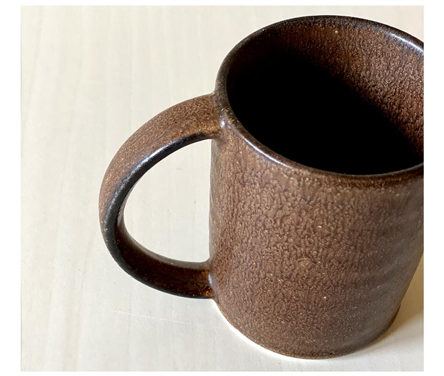 Rila Brown Straight Mug with textured porcelain finish from Kaneko Kohyo Factory, Japan, shown on a light surface.