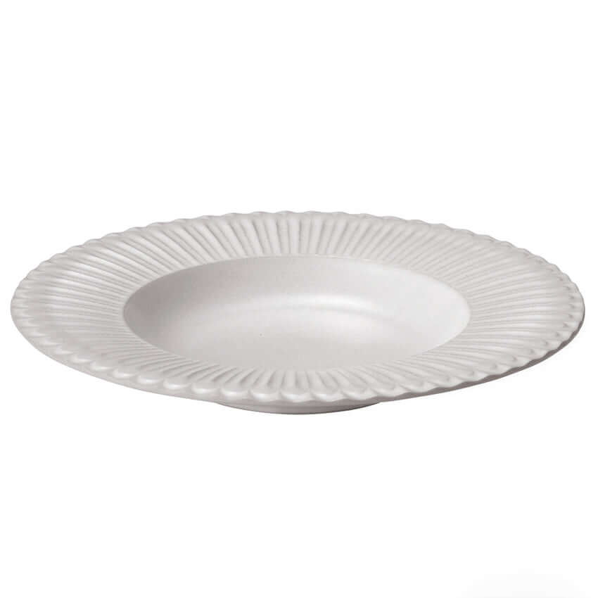 Storia Deep Plate 26cm with soft lace edges and flecked lacquer finish, elegant porcelain tableware from Japan.