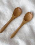 Wooden spoons 15.4cm on white background, perfect for soup and kids, made from natural wood, dishwasher safe.