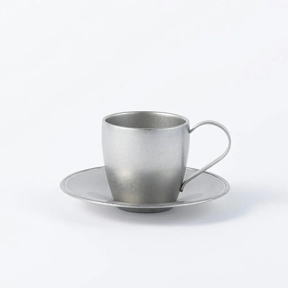 VINTAGE INOX stainless steel cup and saucer by Aoyoshi