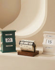 Green and cream block Vintage Perpetual Desk Calendars with the wheel calendar