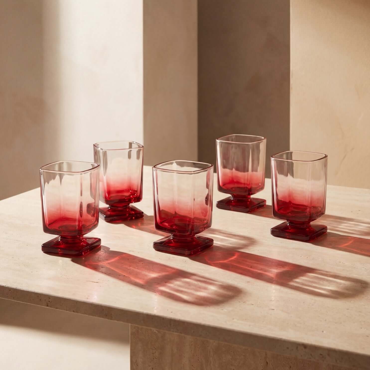 Verre sur piédestal sculpté-ensemble de deux