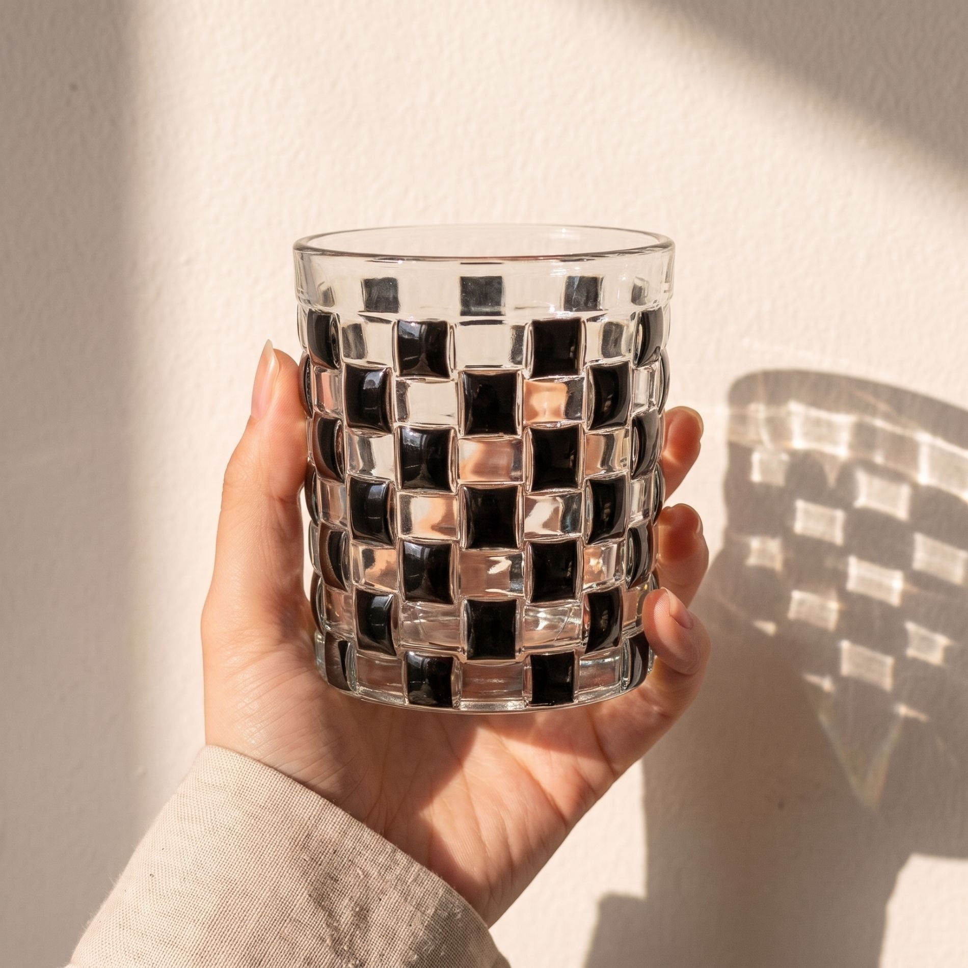 Tessera Noir Verre mosaïque peint à la main