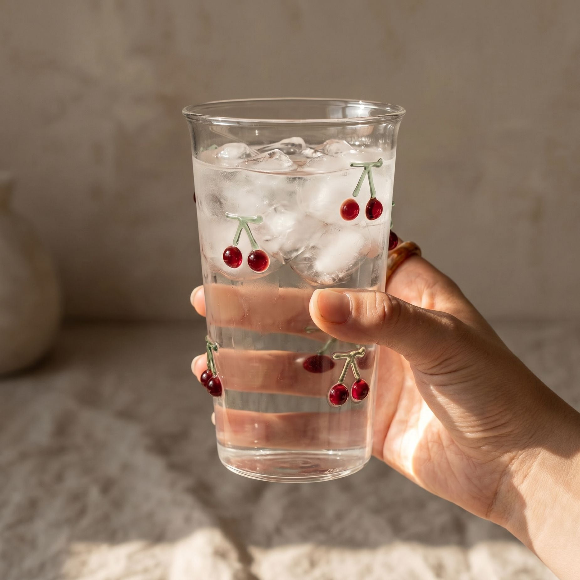 Cherry Glass Cup &amp; Pitcher Set