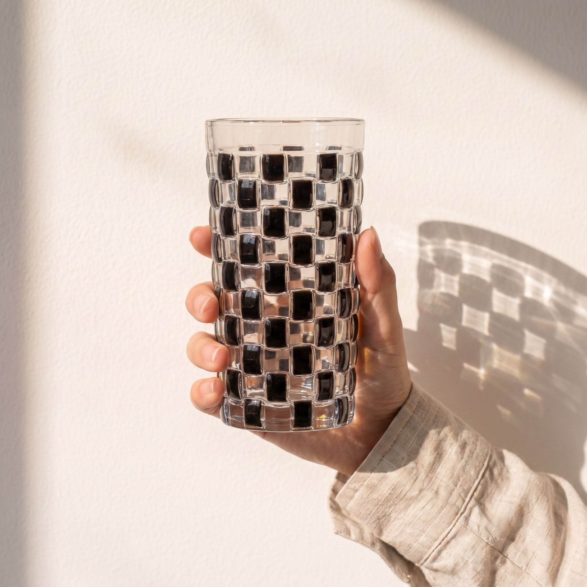 Tessera Noir Verre mosaïque peint à la main