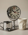 Trio Gift Set: chrome Orbit clock, Venice Mirror Cup and beige Crushed mug