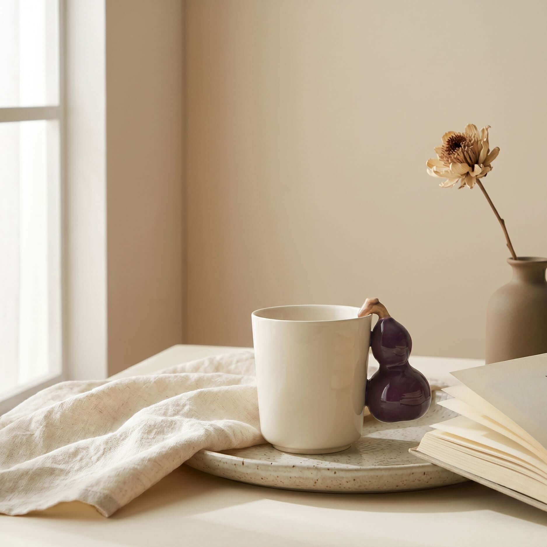 Fruit Handle Ceramic Mug — deep purple colorway