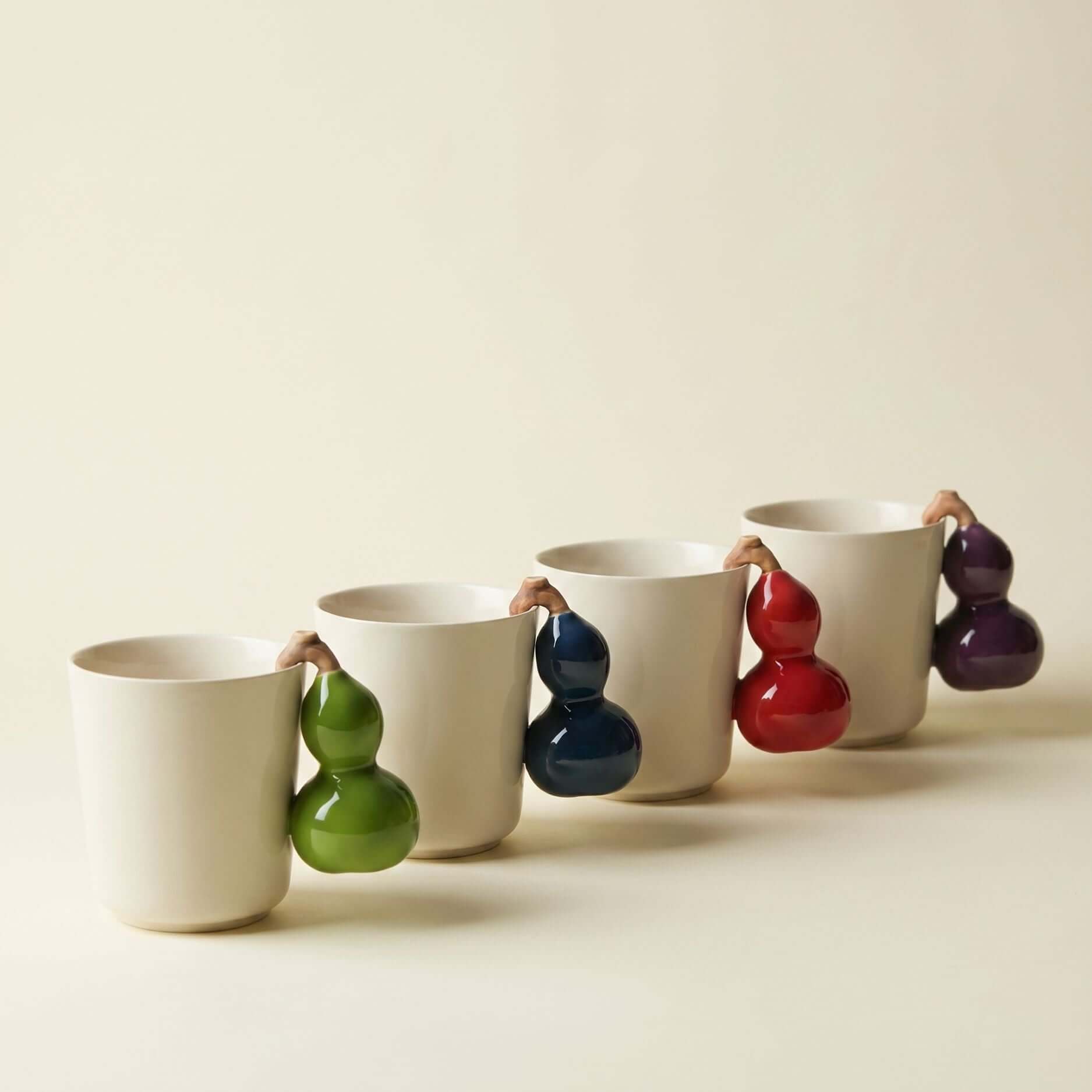 Fruit Handle Ceramic Mug — navy blue colorway