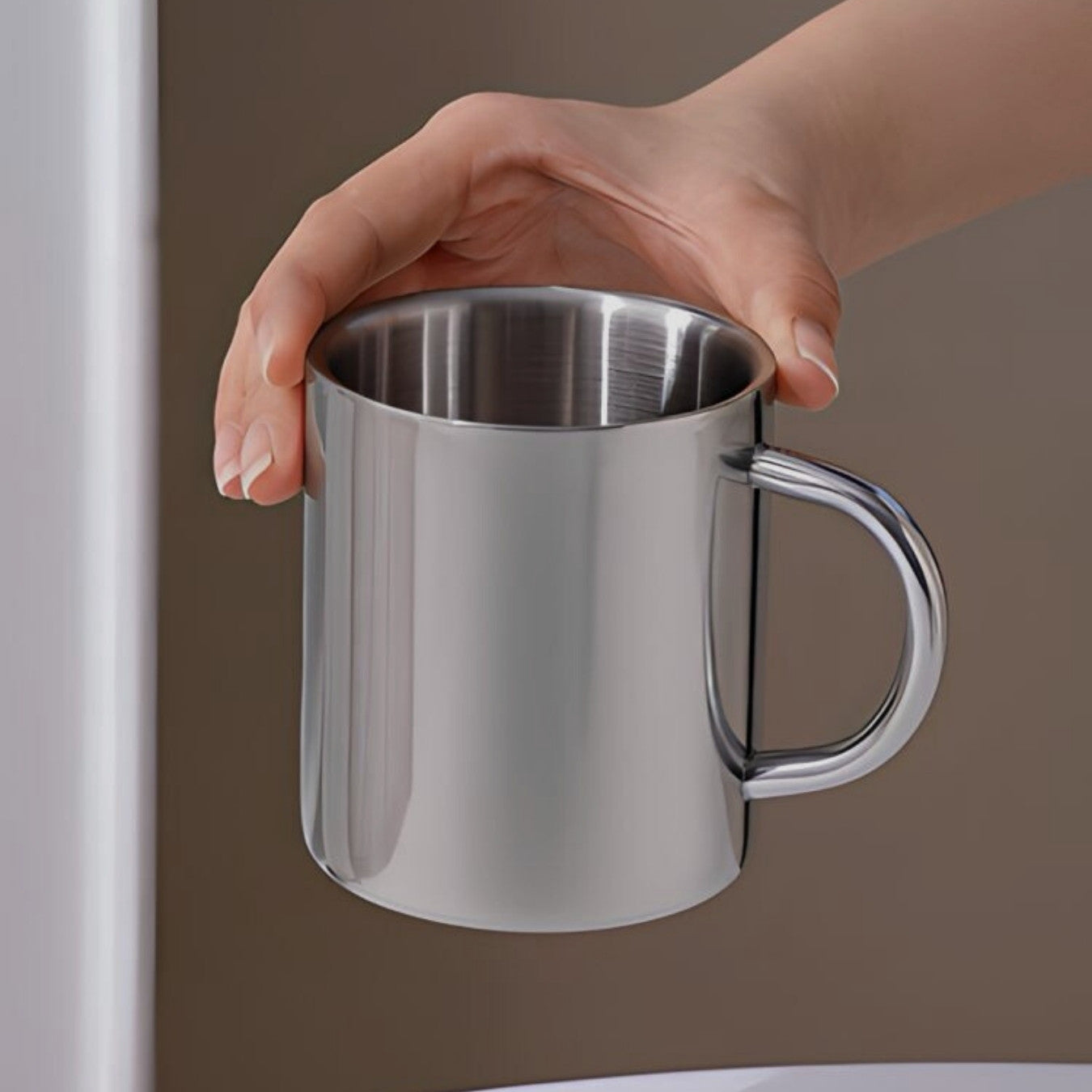 더블 레이어 광택 스테인레스 스틸 컵