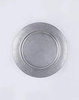 Vintage INOX round stainless steel plate with chic design, ideal for versatile use.