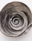 KAGE Artisan Matcha Bowl, top view of the swirling ash glaze