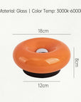 Orange Halo Touch Lamp dimensions: 18 cm wide, 8 cm high, 12 cm base, glass, 3000–6000K