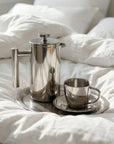 Morning Coffee Set with French press and steel cup on a rectangular tray