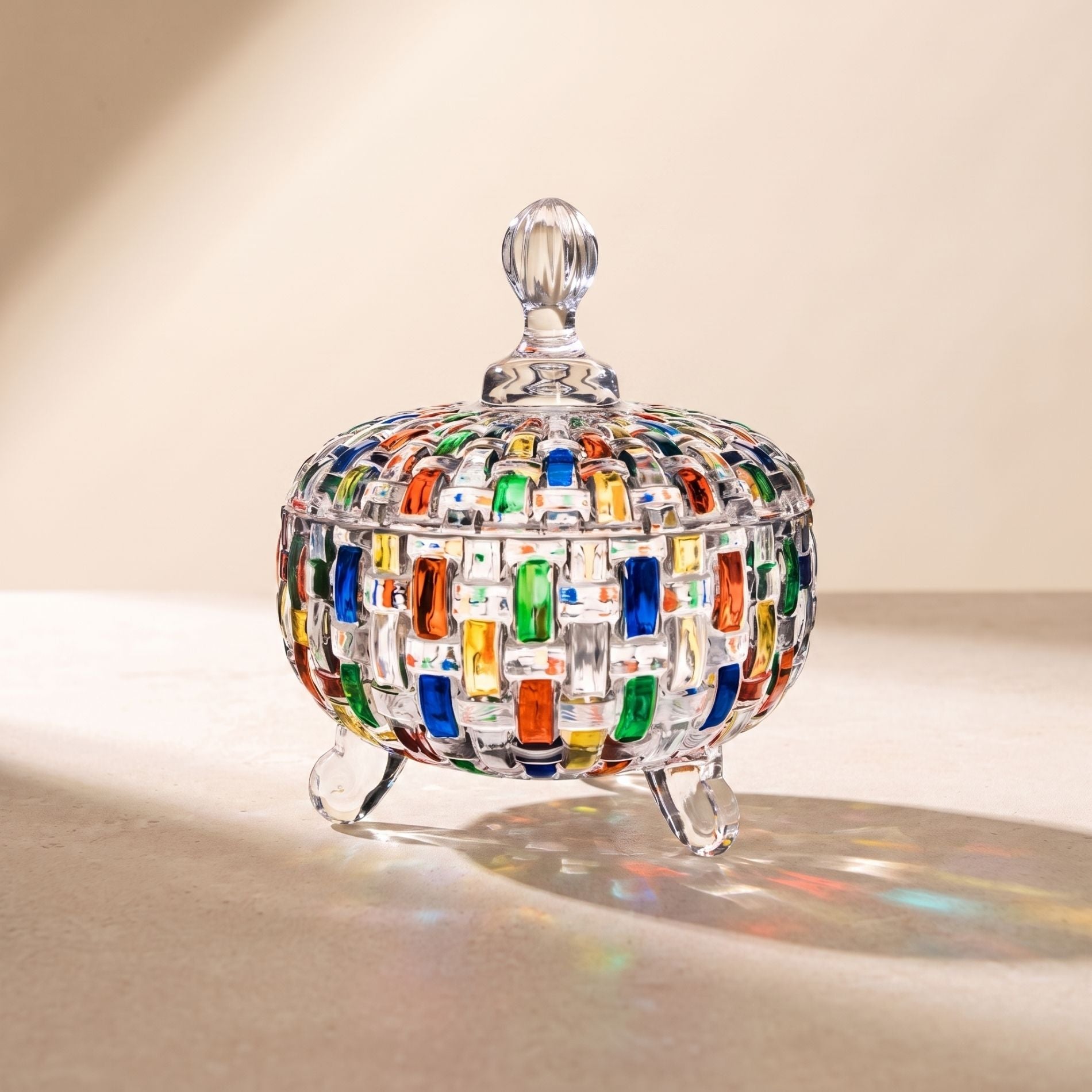 Tessera Hand-Painted Mosaic Candy Jar