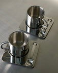 Stahl Kaffeetasse mit Quadratischer Untertasse &amp; Löffel