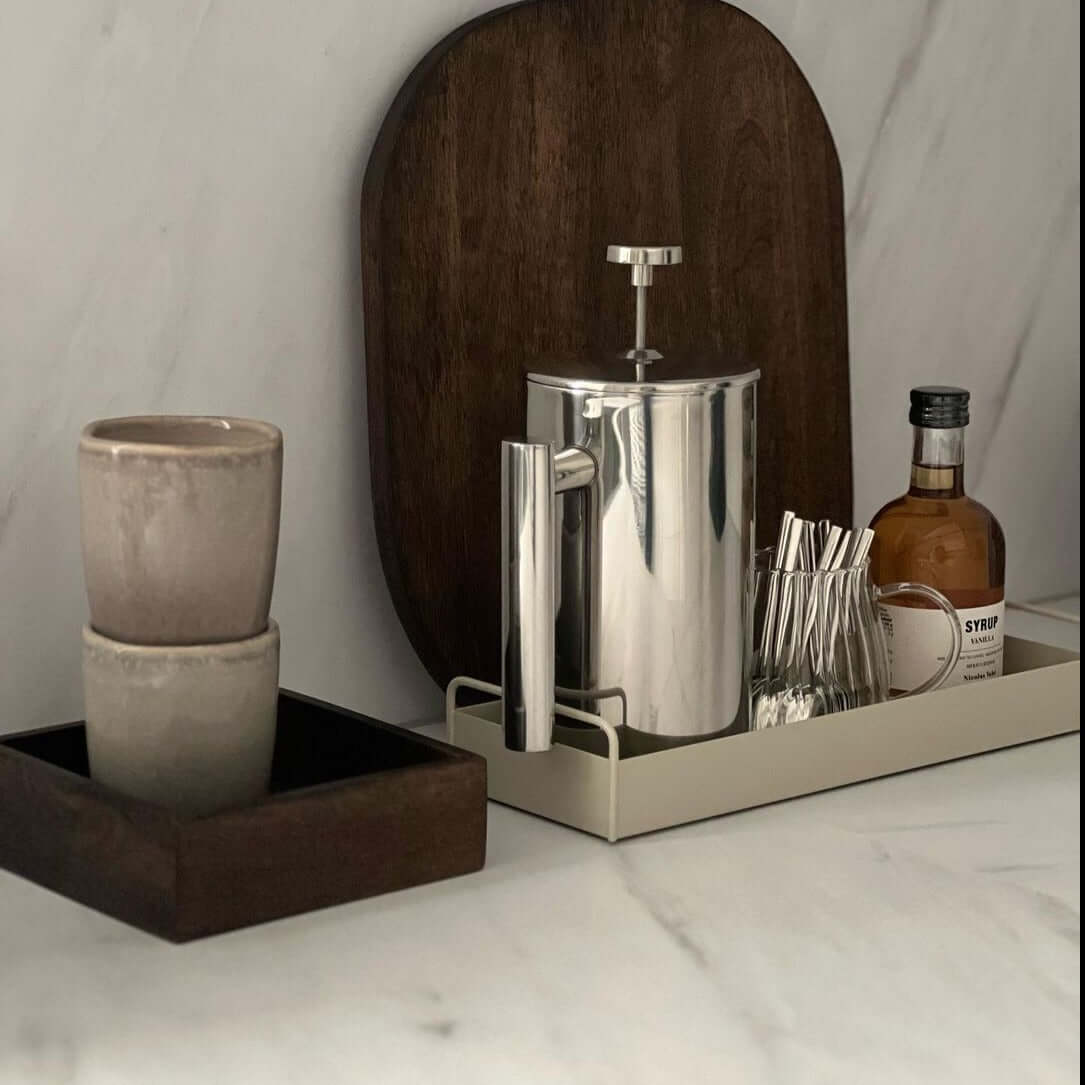 Stainless Steel French Press Coffee Pot Double-Layer Insulation (Mirror)