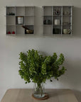 Stello Countertop Grid Shelf on a wall above a vase of greenery