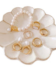 Rinka Plate 15cm with jewelry, showcasing Kaneko Kohyo's elegant porcelain craftsmanship in a flower design.