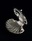 Vintage Shell-Shaped Silver Trinket Case open, showing the hinged lid