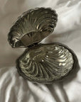 Clara Glass Shell Dish nested in the Vintage Metal Shell Box