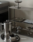 Aira Stainless Shelf on a kitchen counter with a French press and steel cups