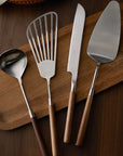 Elegant Stainless Steel & Walnut Kitchen Utensil Set - 5 Pieces